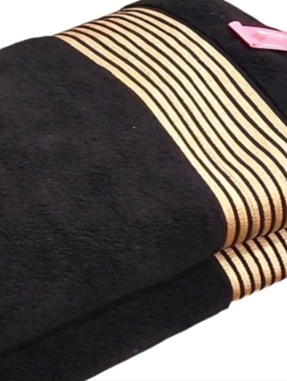 JUICY COUTURE Black Towel with Gold Stripe Accent